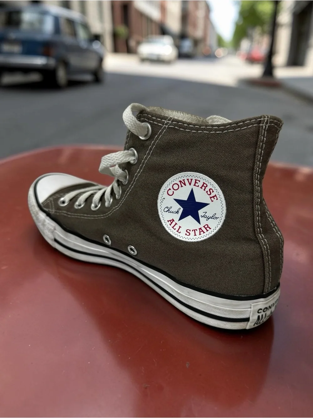 Converse Chuck Taylor High-Top Canvas Sneakers in Grey with White Accents - Picture 5 of 8